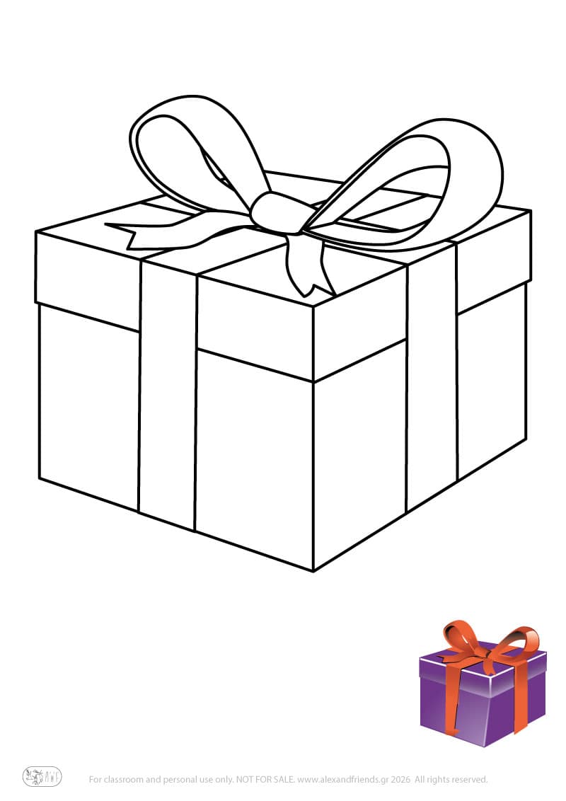 Εκπαιδευτική δραστηριότητα για παιδιά. Δωρεάν εκτυπώσιμο φύλλο ζωγραφικής με δώρο