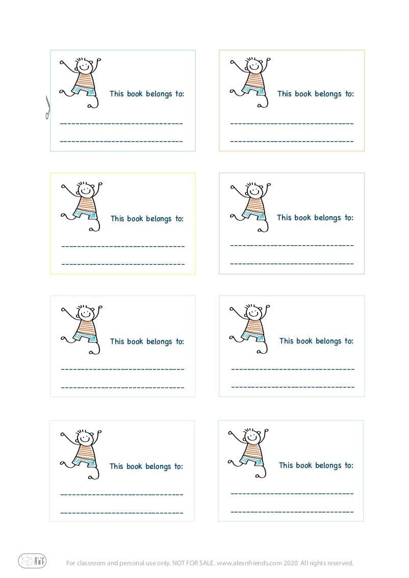 Happy boy. Free printable cute stickers for kids in english. This book belongs to: