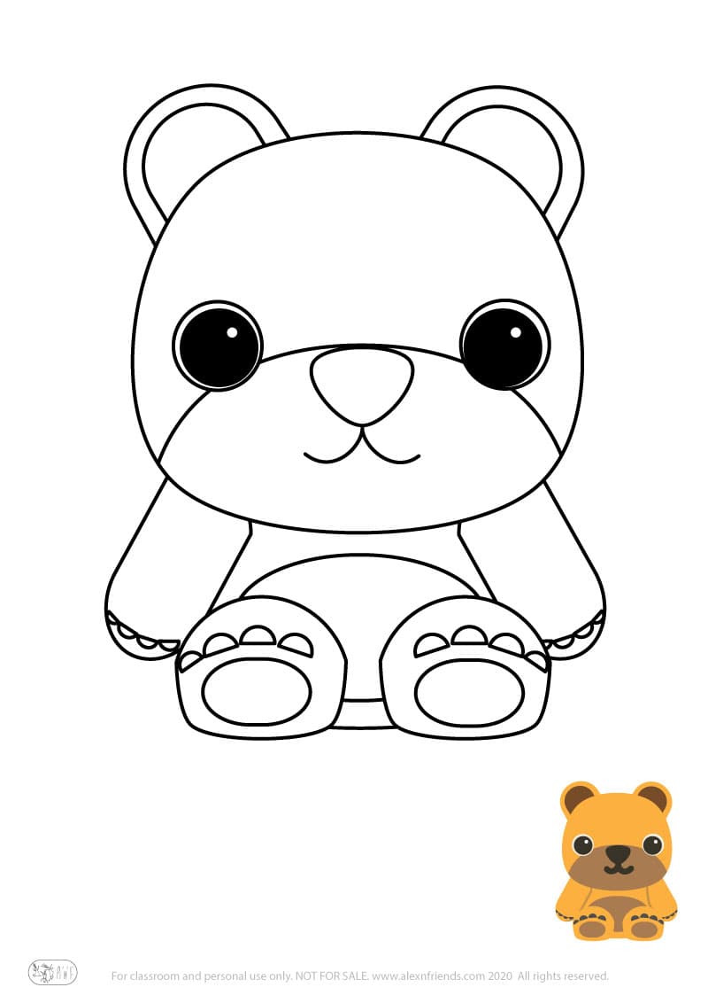 Learning activity for kids. Free printable coloring page of a bear.