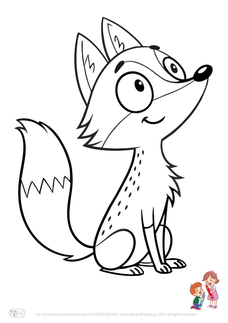 Fox. Animal coloring pages for preschoolers