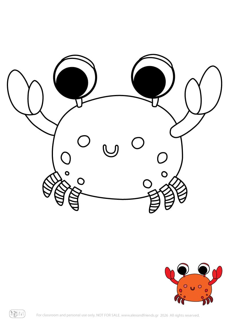 Crab. Printable animal coloring pages for preschoolers collection – Alex'n'Friends