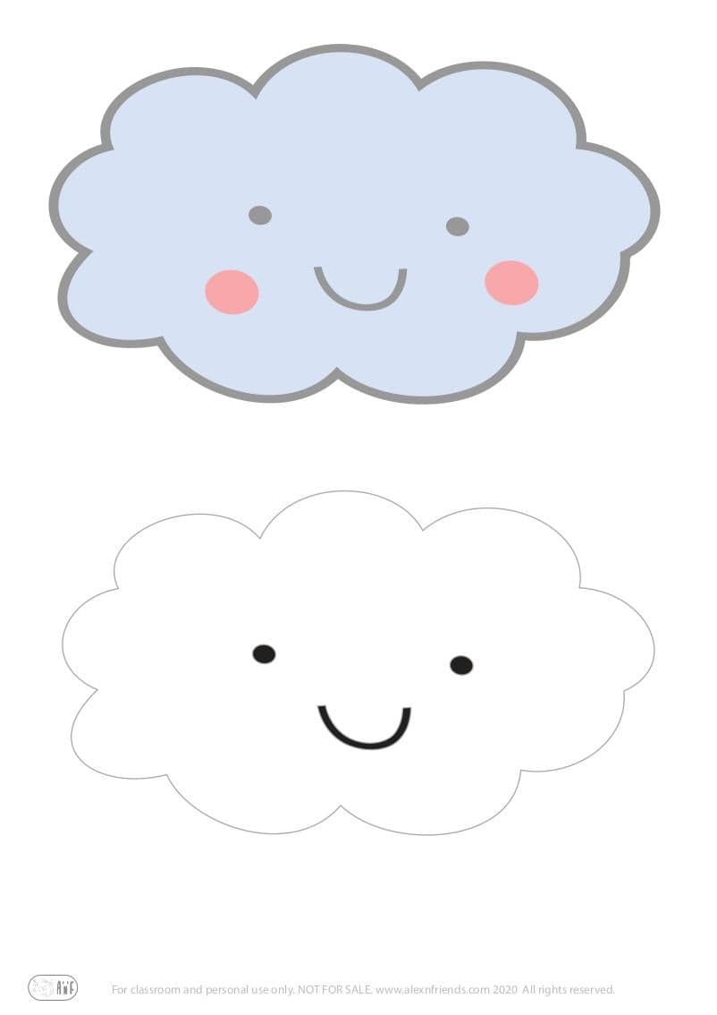 Χειροτεχνία συννεφάκι και ουράνιο τόξο για παιδιά προσχολικής ηλικίας με δωρεάν εκτυπώσιμο υλικό. ΄Εγχρωμο και μαυρόασπρο συννεφάκι.