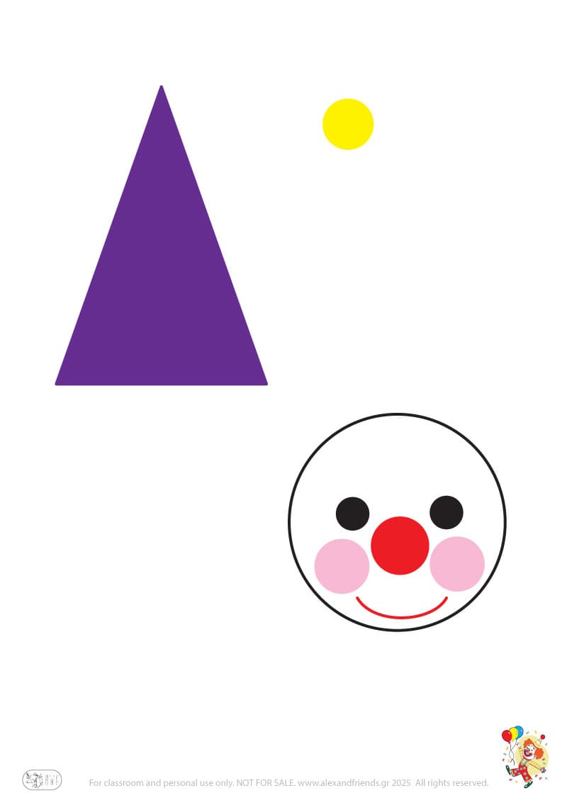 Αποκριάτικη χειροτεχνία κλόουν με κόψιμο και κόλληση για παιδιά προσχολικής ηλικίας