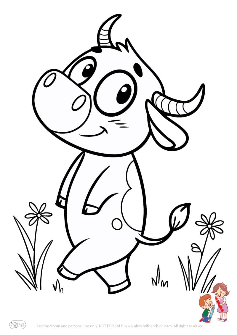 Ox. Animal coloring pages for preschoolers