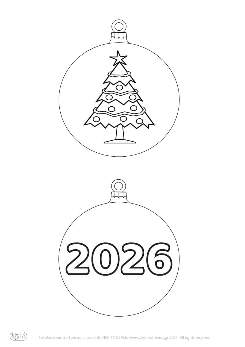Free printable craft for kids for the holidays. Christmas and New Year's. Christmas tree balls. Christmas tree, 2022.