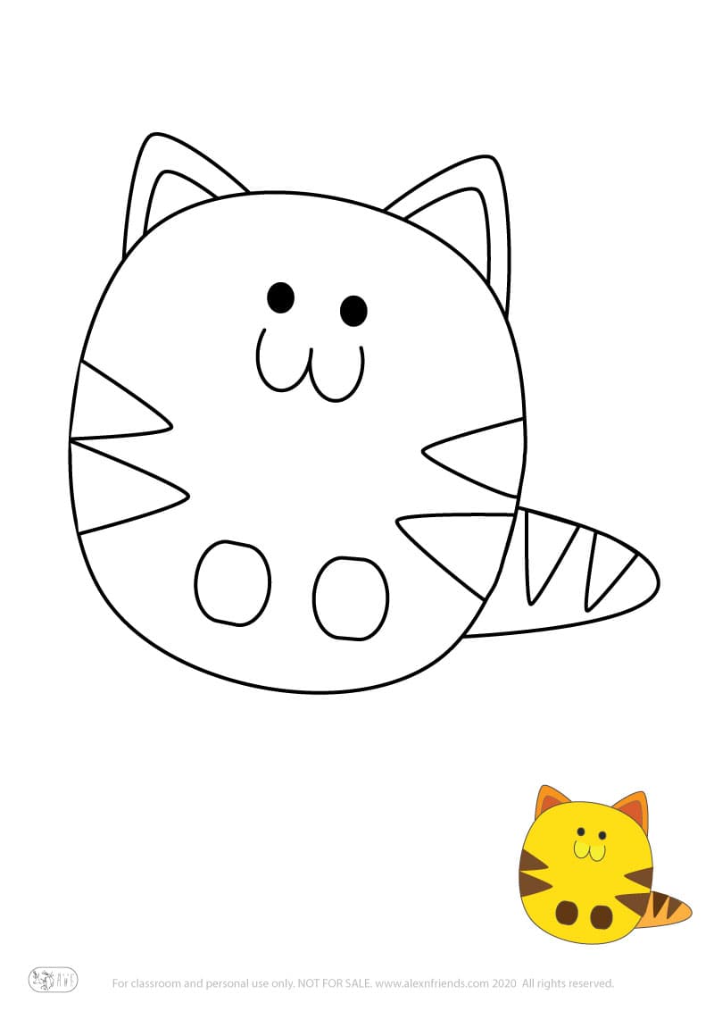 Learning activity for kids. Free printable coloring page of a cat