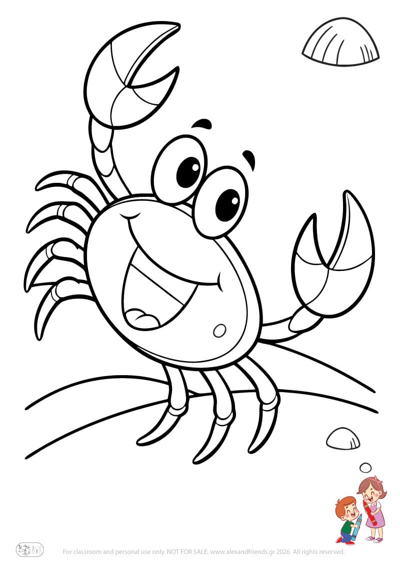 Crab. Animal coloring pages for preschoolers