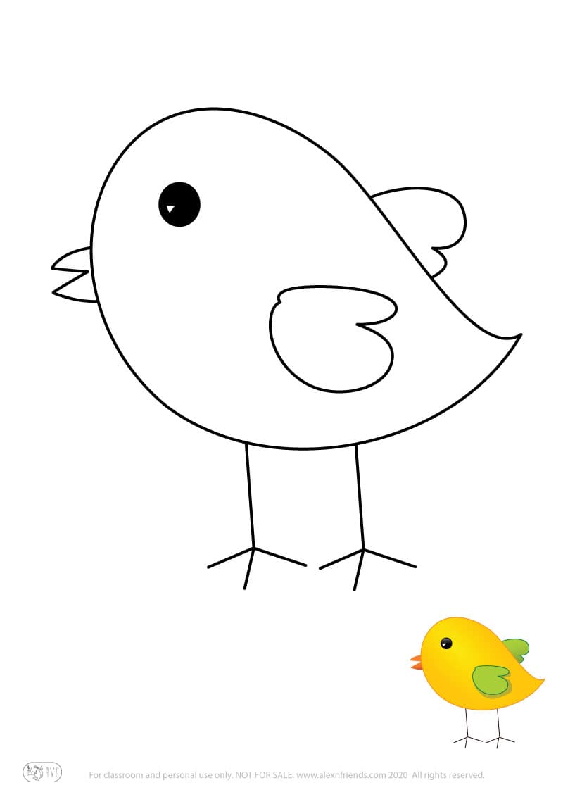 Learning activity for kids. Free printable coloring page of a bird