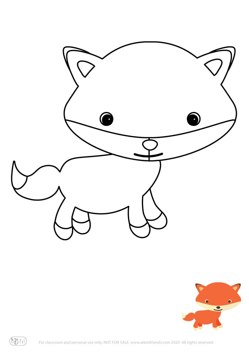Learning activity for kids. Free printable coloring page of a fox