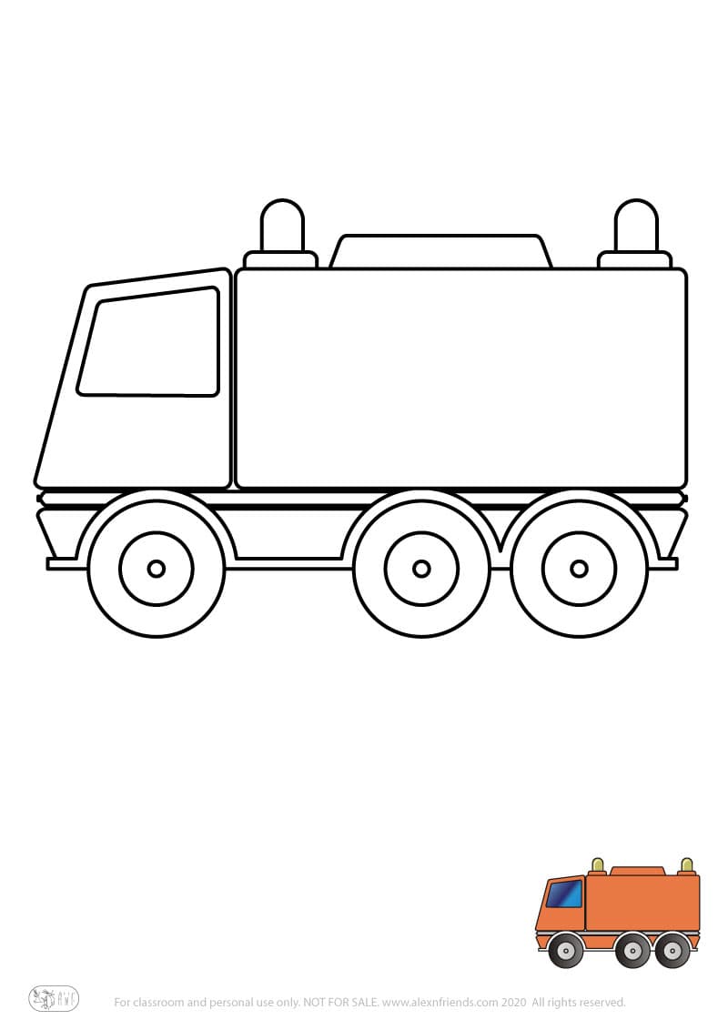 Εκπαιδευτική δραστηριότητα για παιδιά. Δωρεάν εκτυπώσιμο φύλλο ζωγραφικής με φορτηγό