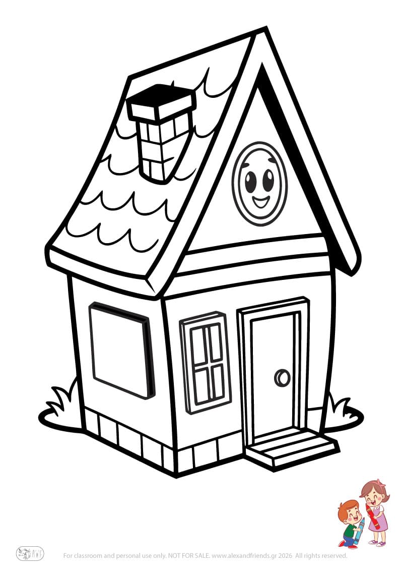 House. Simple coloring page printable for toddlers and preschoolers