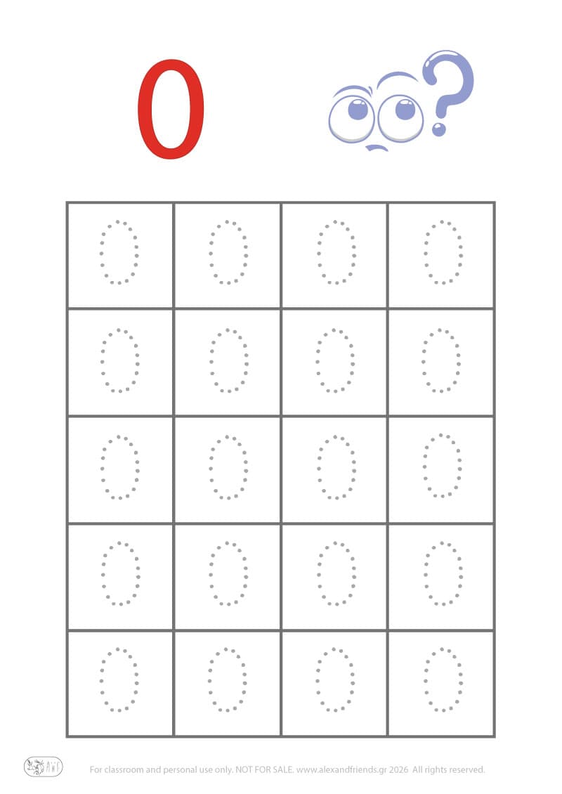 Number 0. Easter pre-writing number worksheets for kids