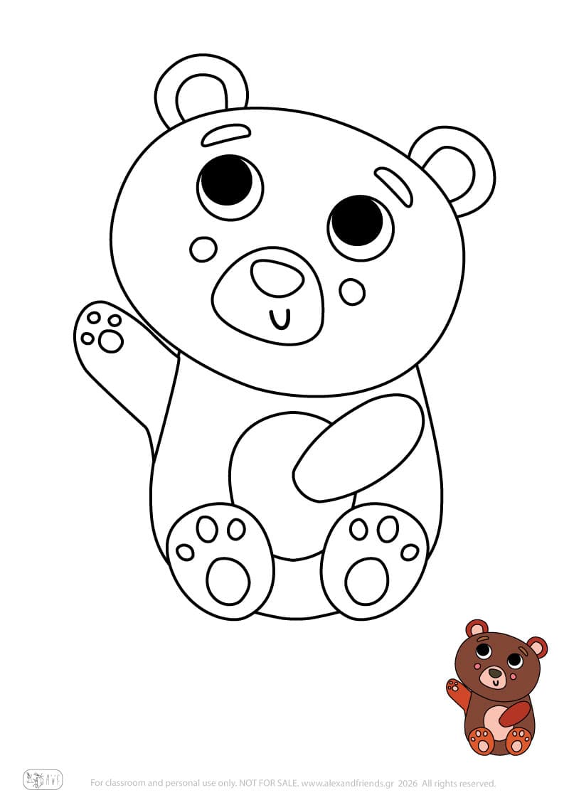 Bear. Printable animal coloring pages for preschoolers collection – Alex'n'Friends
