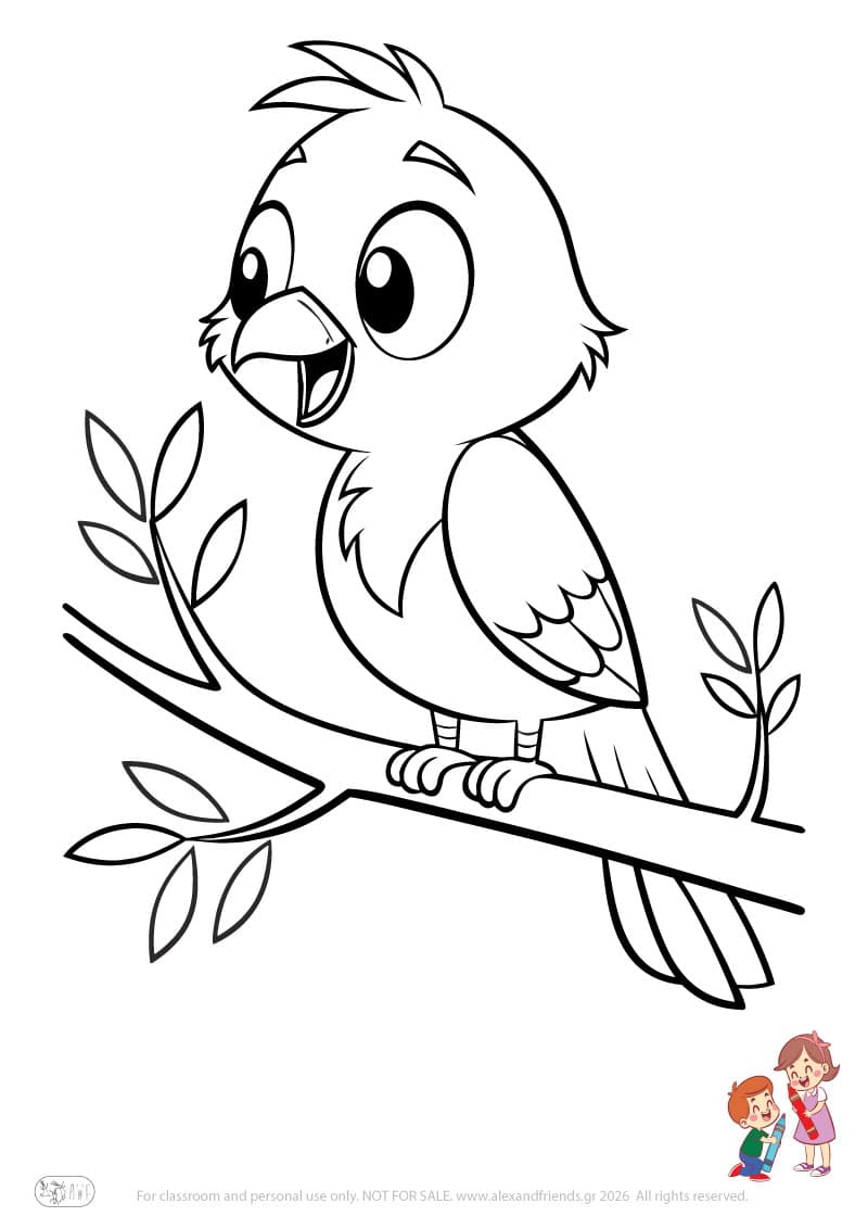 Bird. Animal coloring pages for preschoolers