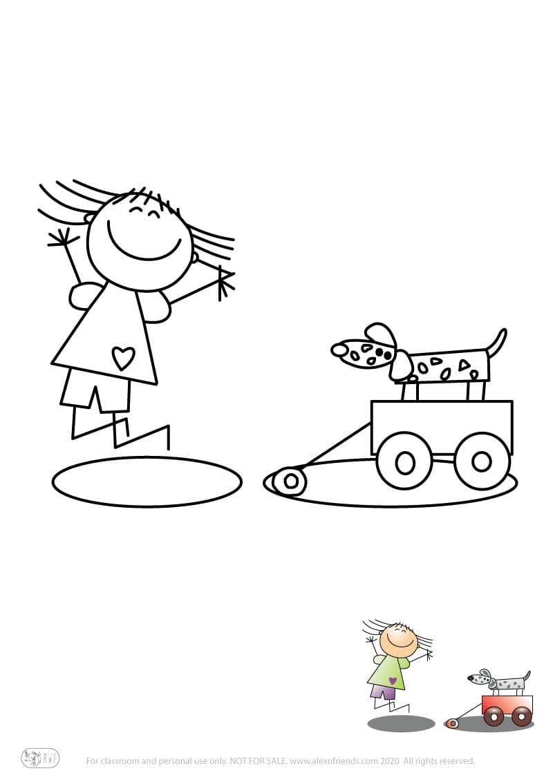 Εκπαιδευτική δραστηριότητα για παιδιά. Δωρεάν εκτυπώσιμο φύλλο ζωγραφικής με παιδί και σκύλο