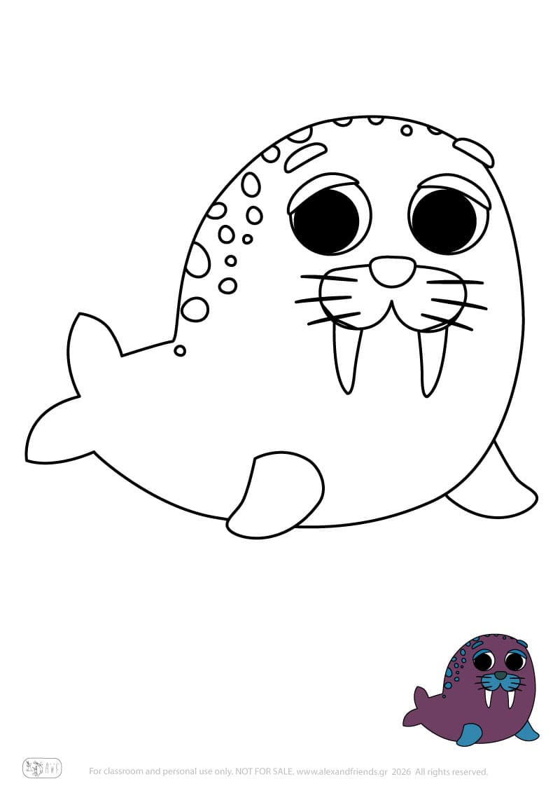 Sea elephant. Printable animal coloring pages for preschoolers collection – Alex'n'Friends
