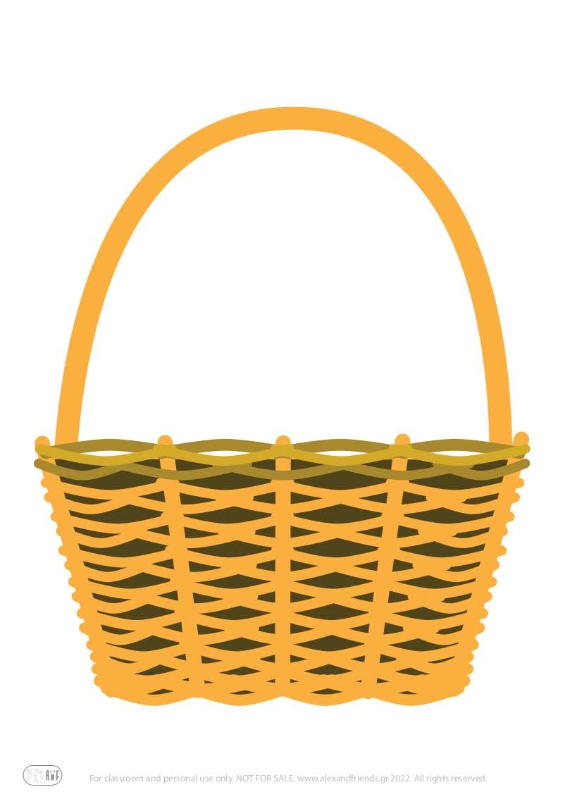 Craft. Free printable for Easter for kids. Basket with eggs. Learning to count. 