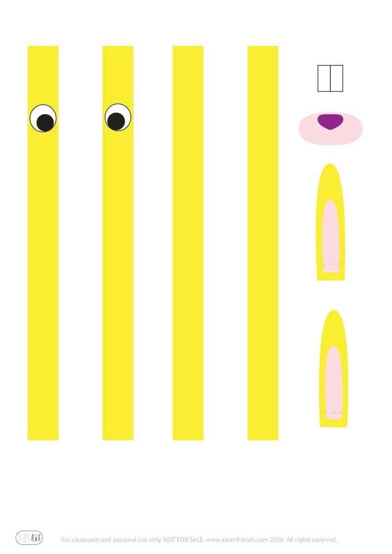 Easy Easter craft for kids with free printable material. Bunnies.