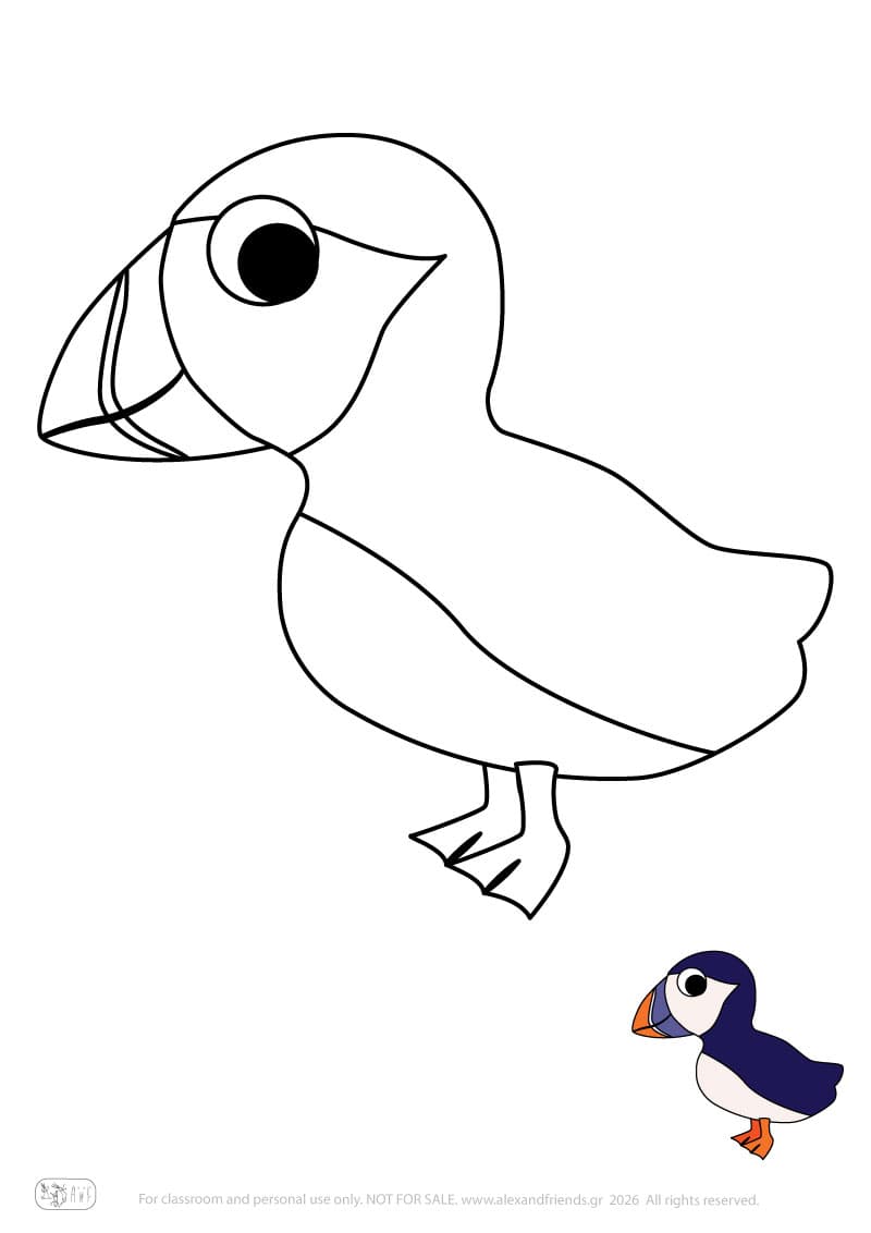 Sea Parrot. Printable animal coloring pages for preschoolers collection – Alex'n'Friends