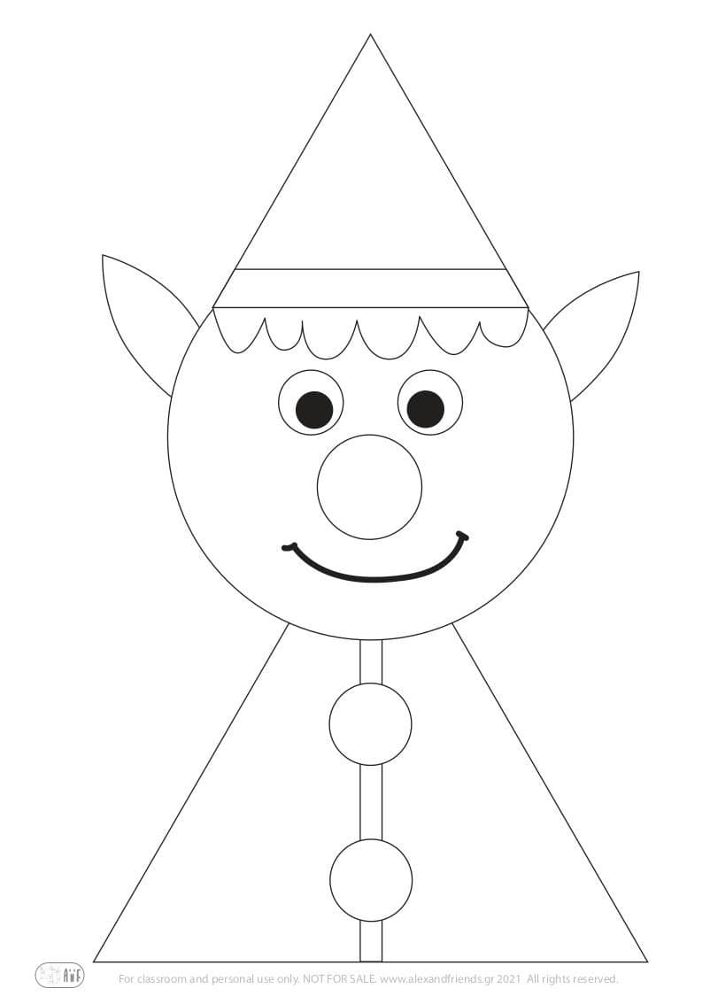 Free printable craft for kids for the holidays. Christmas and New Year's. Santa Claus elf.