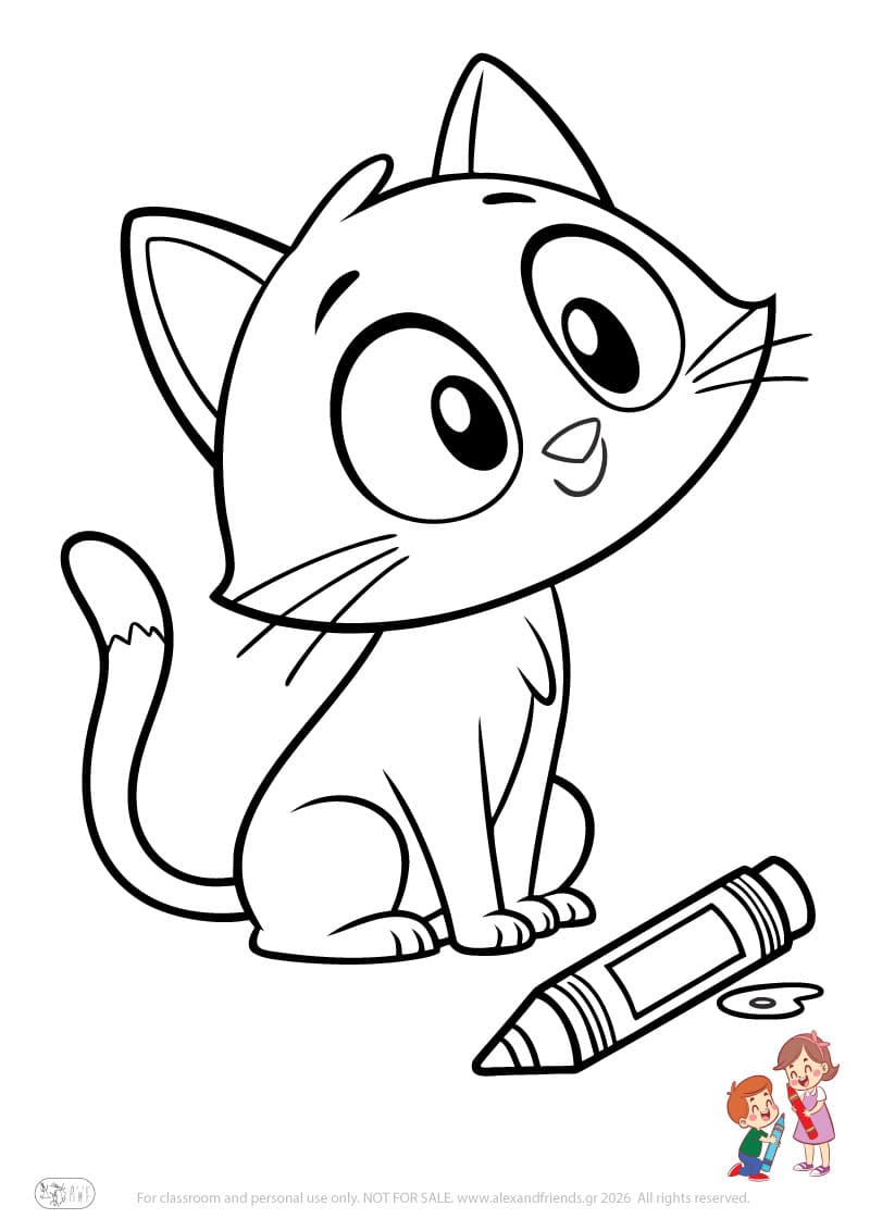 Cat. Animal coloring pages for preschoolers