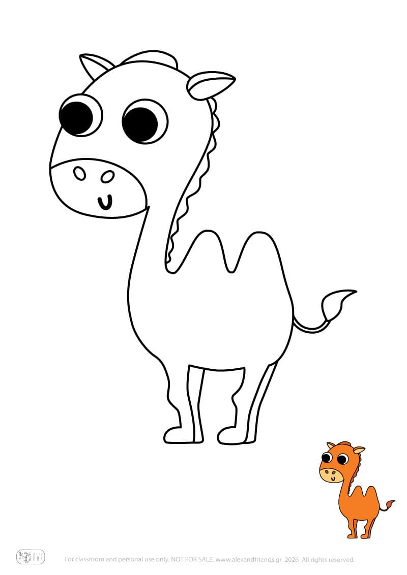 Camel. Printable animal coloring pages for preschoolers collection – Alex'n'Friends