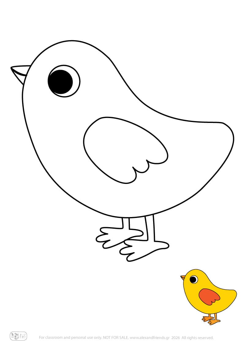 Chick. Printable animal coloring pages for preschoolers collection – Alex'n'Friends