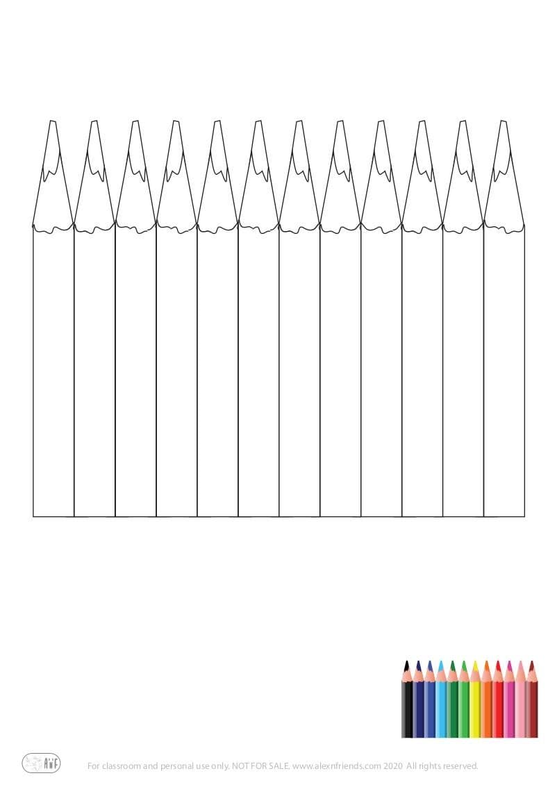 Free coloring page for kids. Learning shapes and colors. Crayons.