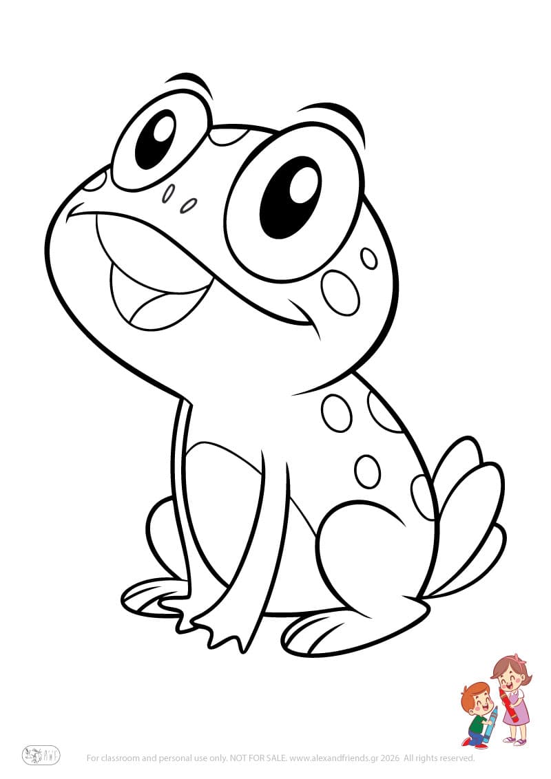 Frog. Animal coloring pages for preschoolers
