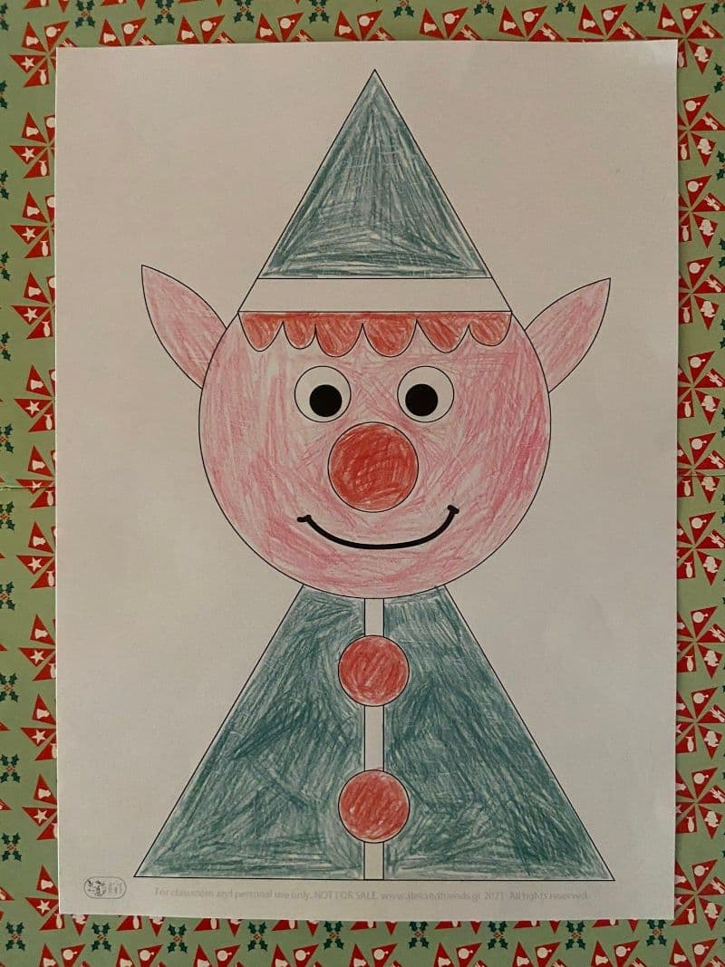 Free printable craft for kids for the holidays. Christmas and New Year's. Santa Claus elf.