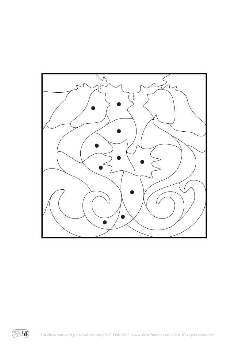 Coloring Puzzle - Sea horse