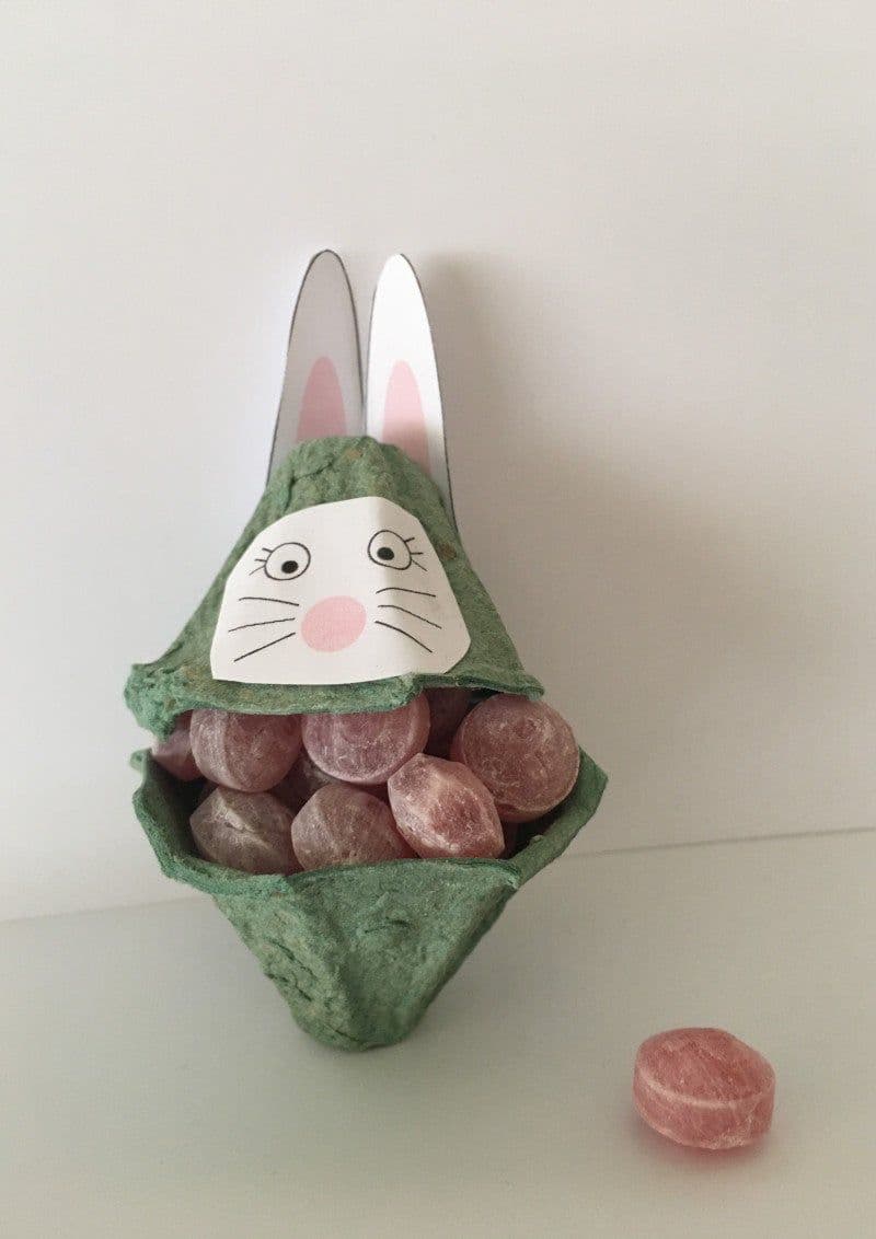 Craft for kids for Easter. Bunnies with big mouth.