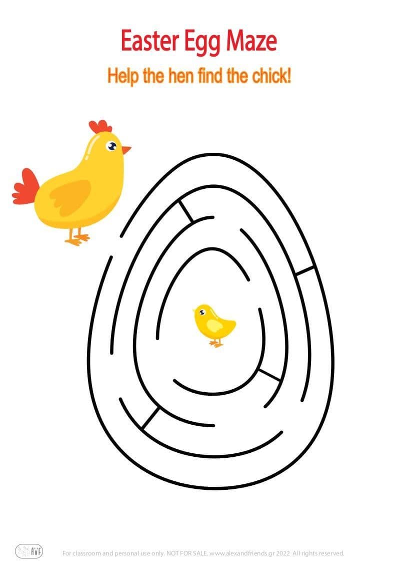 Easter maze for kids. Chicken and chick.