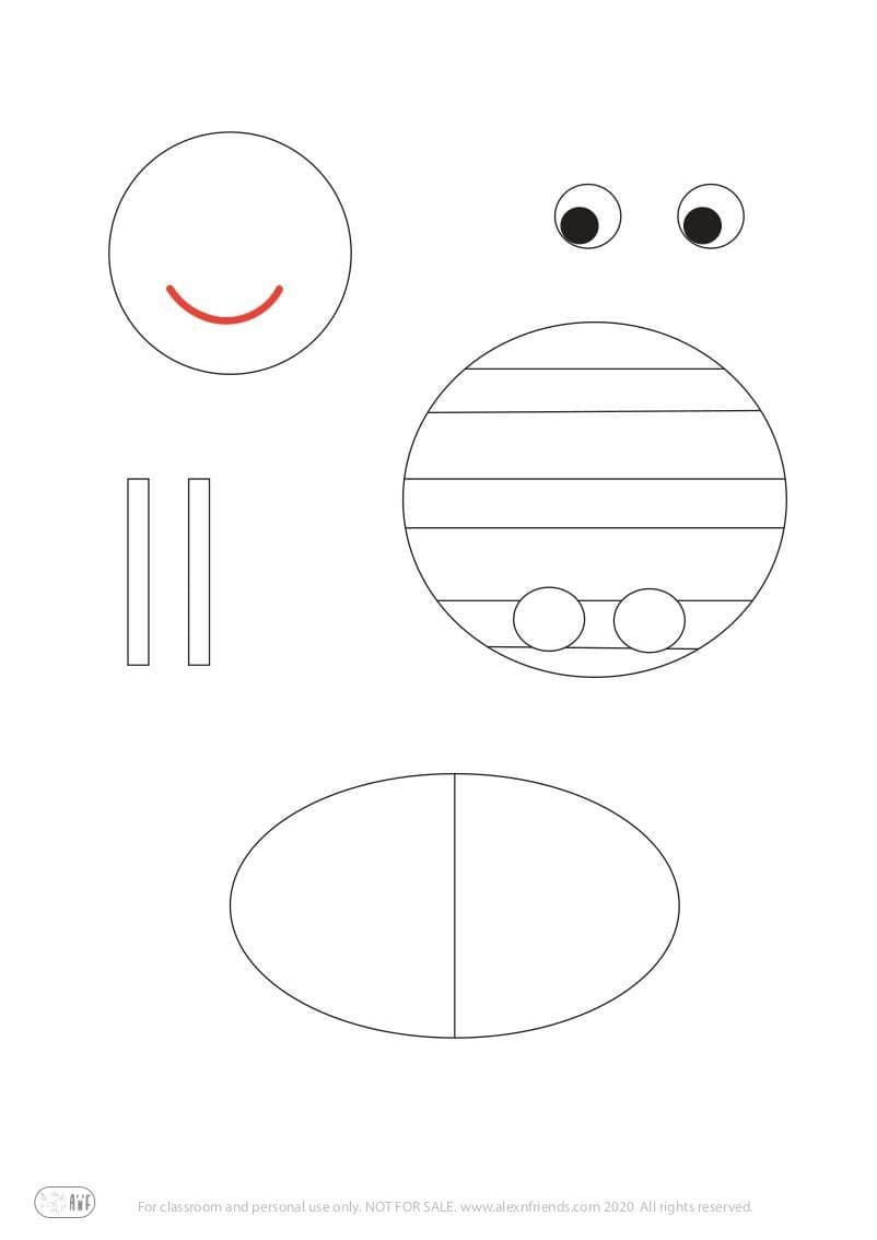 The walking bee (printable material, black & white)