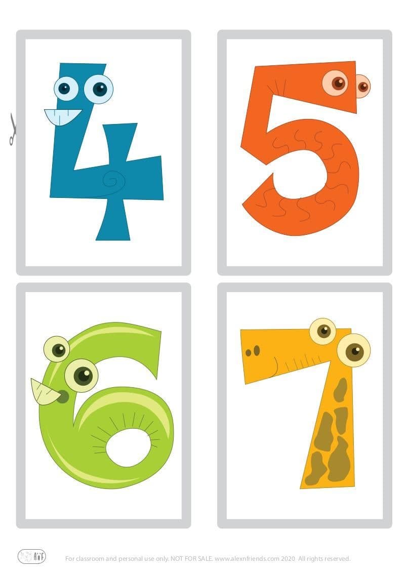 Numbers 4 to 7