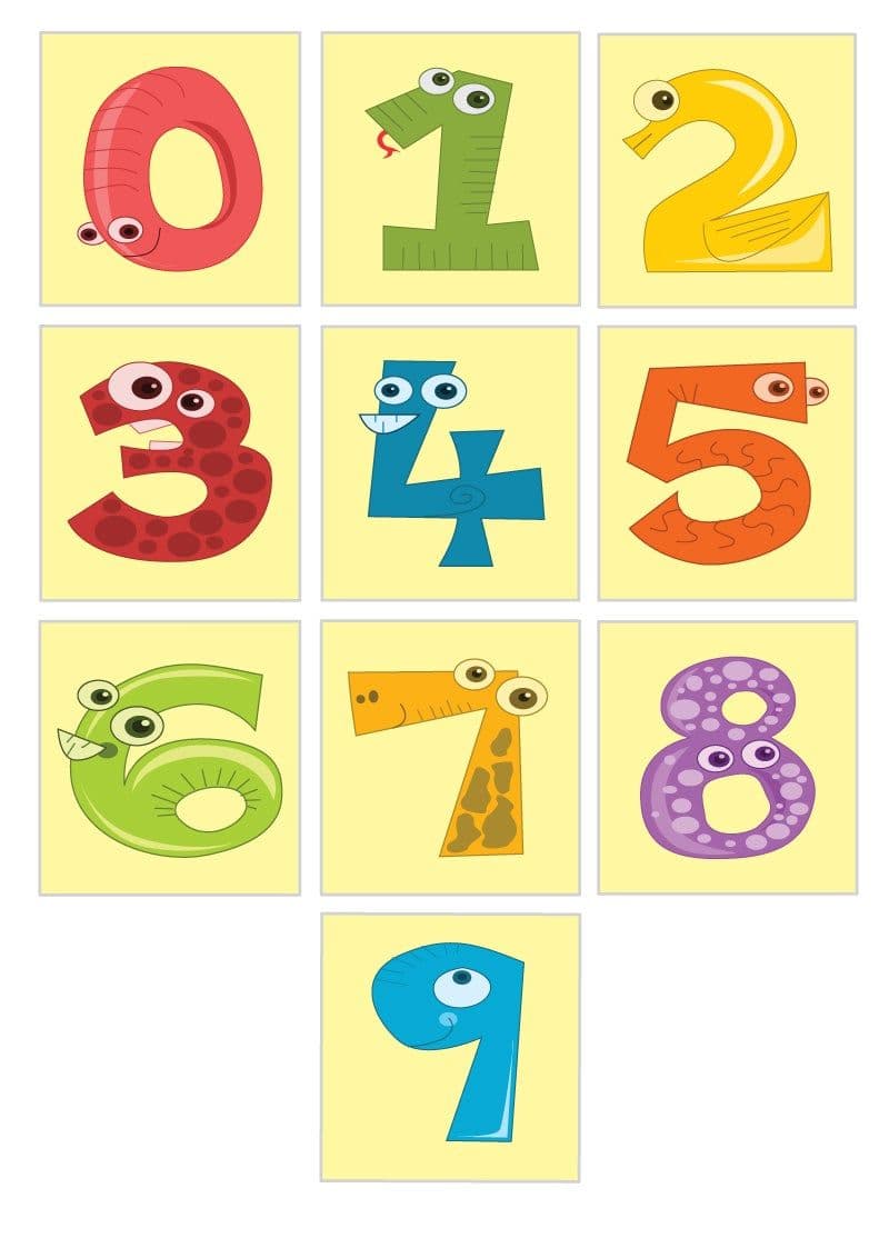 Numbers 0 to 9