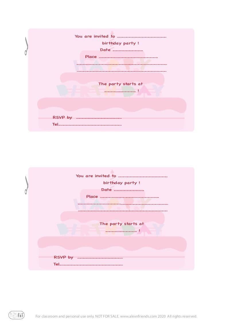 Invitation birthday cake
