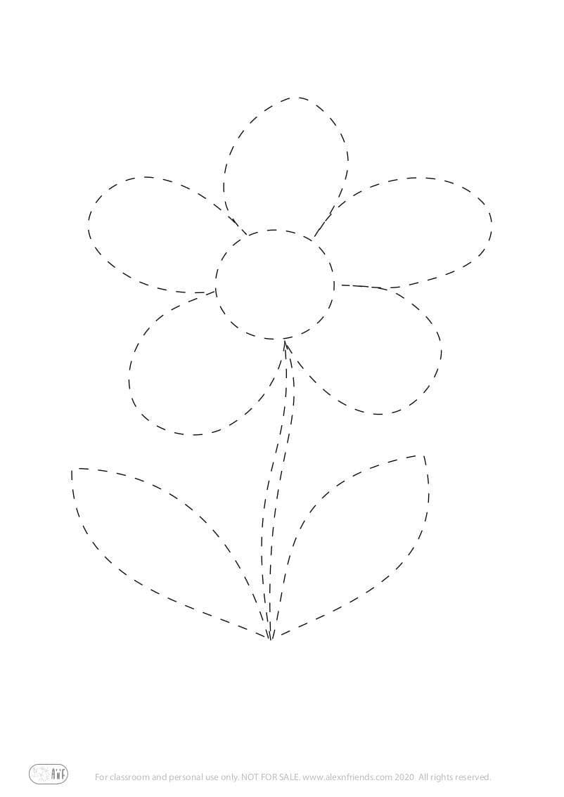 Free printable pre-writing worksheet for preschoolers. A flower.