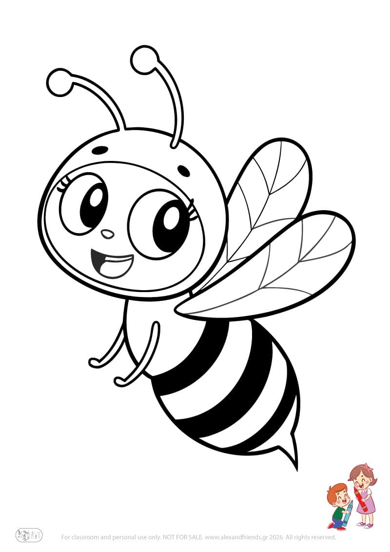 Bee. Animal coloring pages for preschoolers