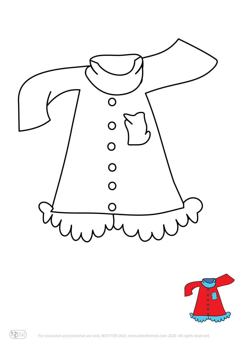 Εκπαιδευτική δραστηριότητα για παιδιά. Δωρεάν εκτυπώσιμο φύλλο ζωγραφικής με φόρεμα