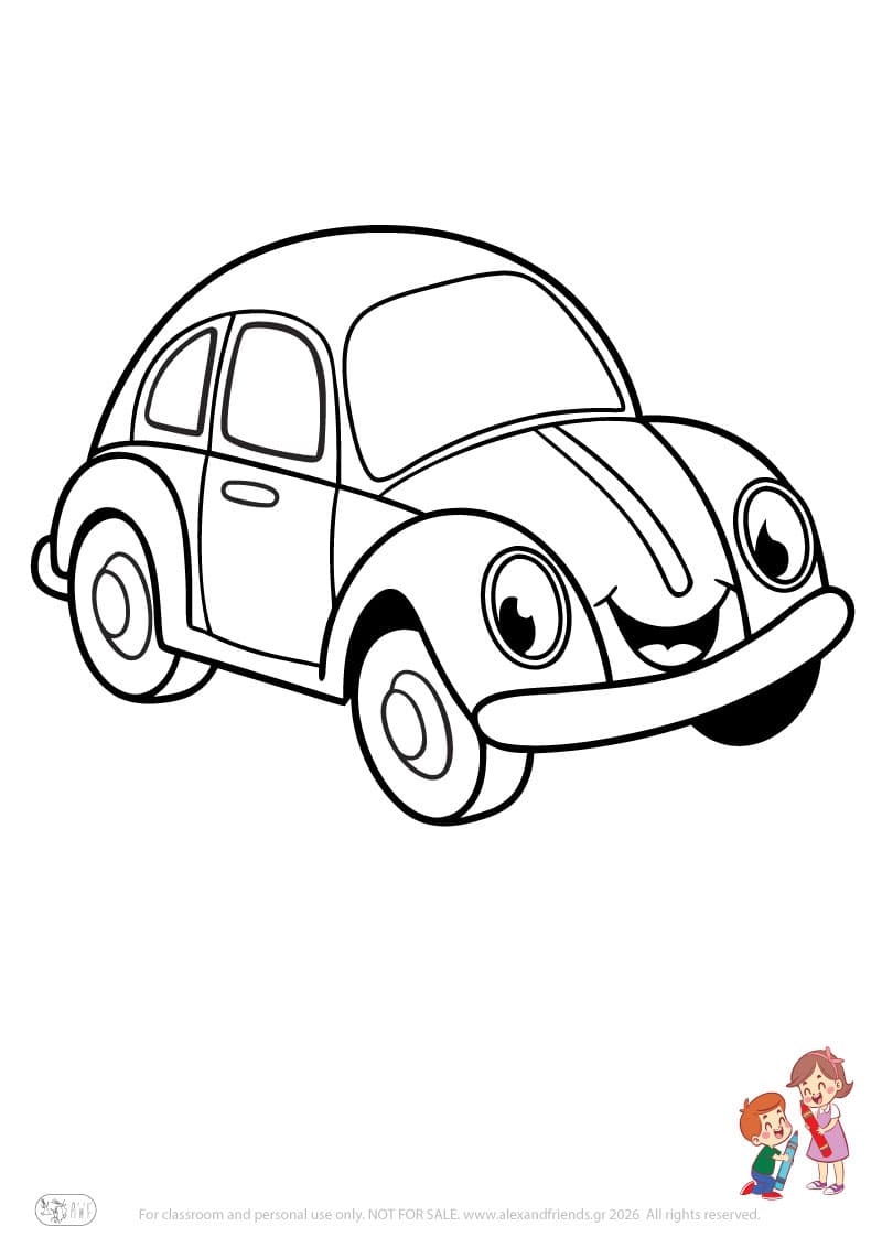 Car. Simple coloring page printable for toddlers and preschoolers