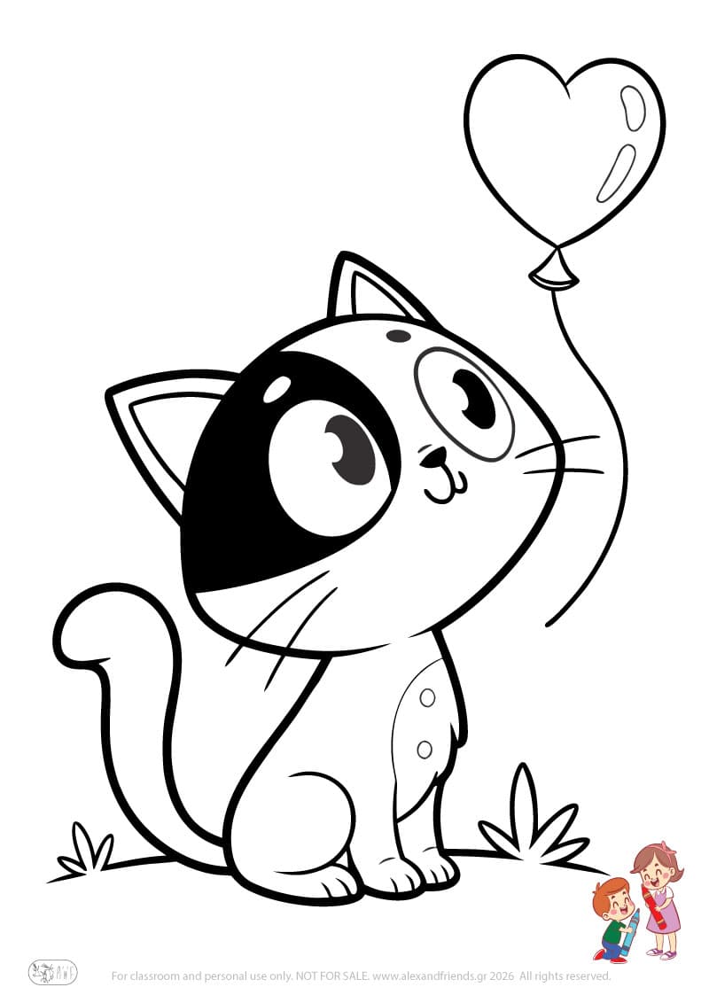 Cat. Animal coloring pages for preschoolers