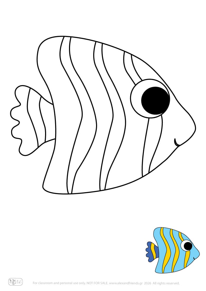 Fish. Printable animal coloring pages for preschoolers collection – Alex'n'Friends