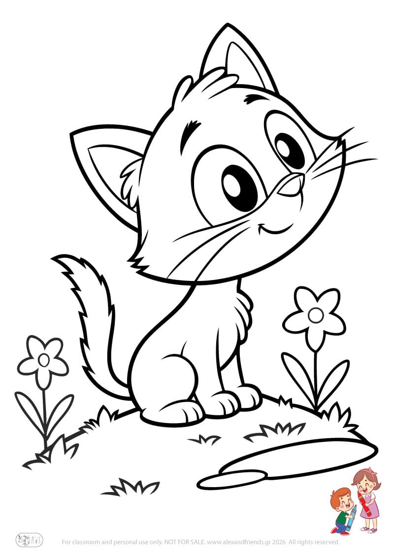Cat. Animal coloring pages for preschoolers