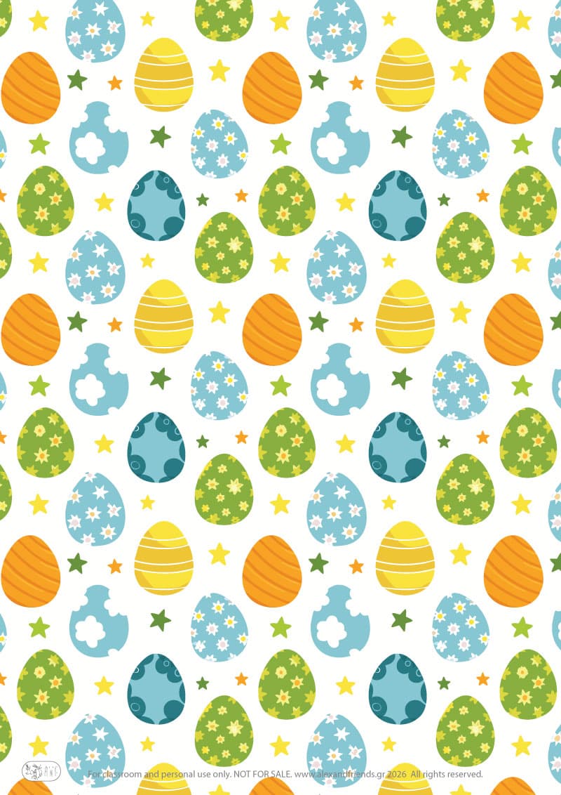 Easter eggs. Printable wrapping paper for Easter with Easter and spring motifs. 