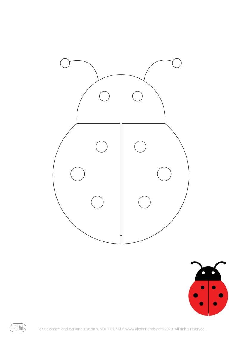 Learning activity for kids. Free printable coloring page of a ladybug.