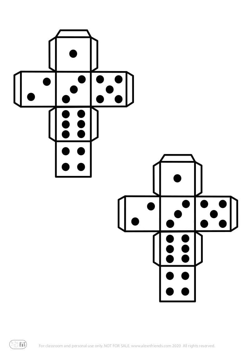 Educational play for preschoolers. Cube with die.