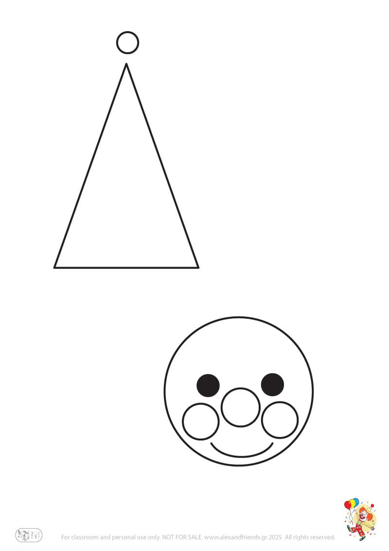 Αποκριάτικη χειροτεχνία κλόουν με κόψιμο και κόλληση για παιδιά προσχολικής ηλικίας