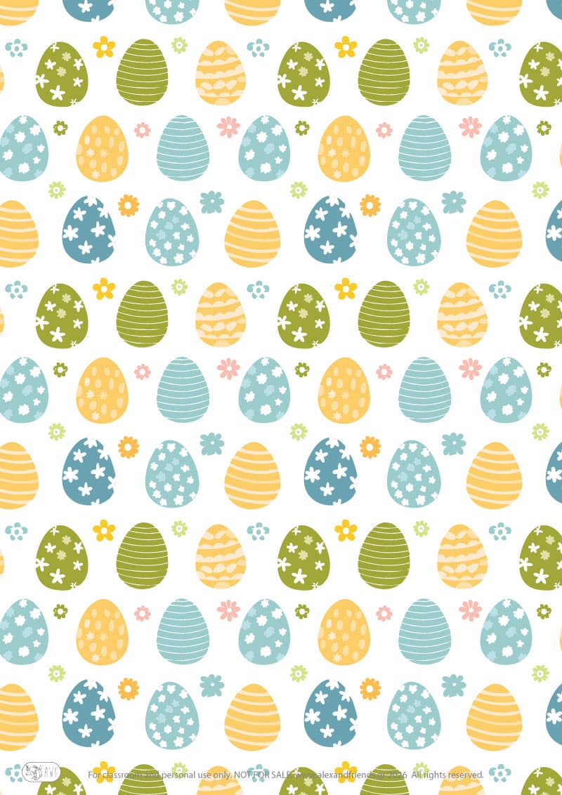 Easter eggs. Printable wrapping paper for Easter with Easter and spring motifs. 