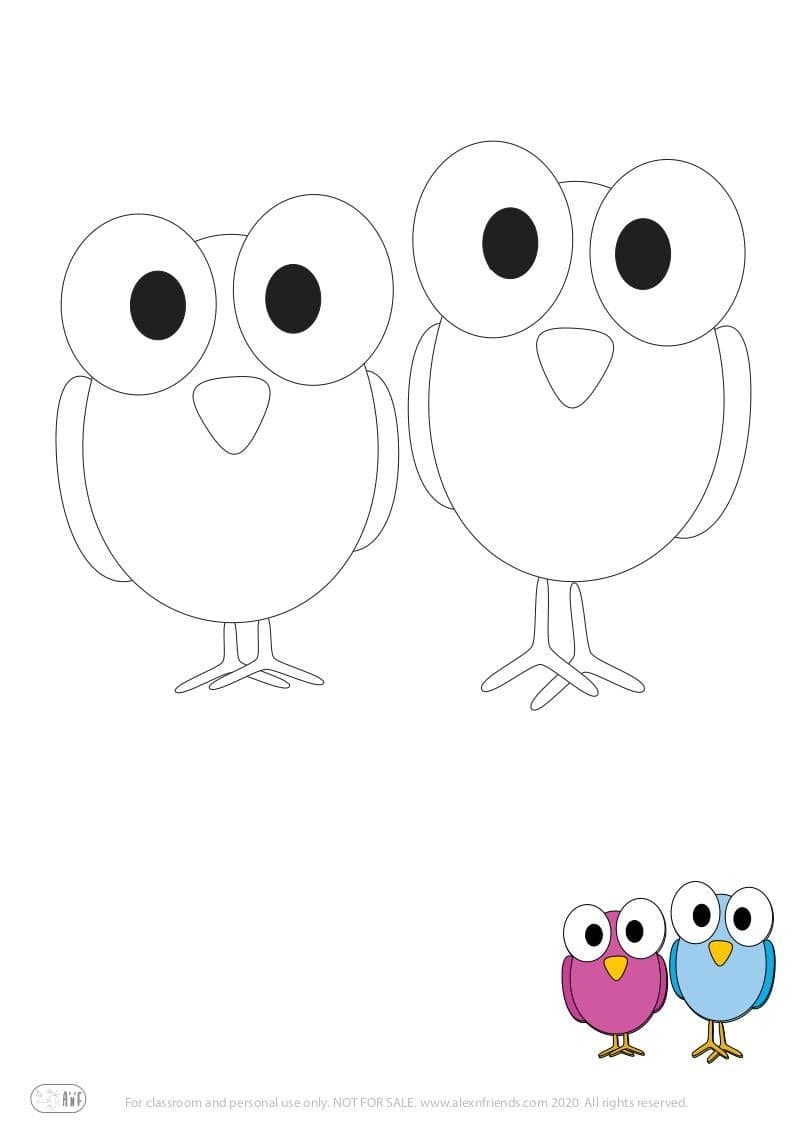Learning activity for kids. Free printable coloring page of a birds